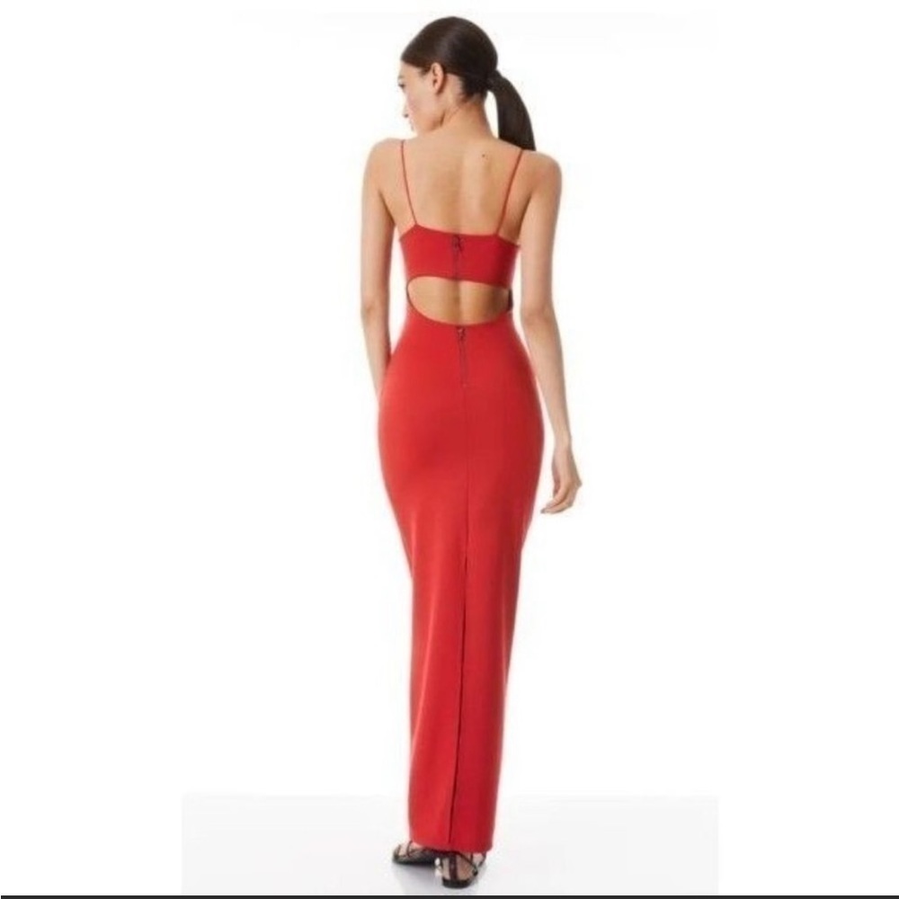 ALICE + OLIVIA Nelle Spaghetti Strap Maxi Dress Bright Poppy Size 10 NEW W/ TAG